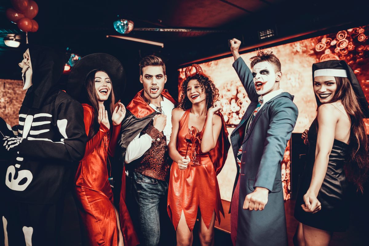 People In Costume and Smiling for Navy Pier's Garden of Decay